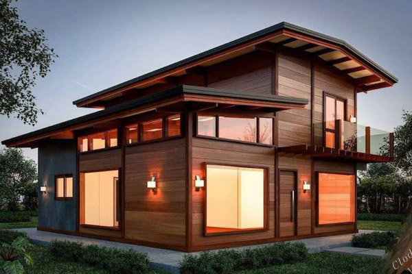 Casa Moderna de madeira com Varanda